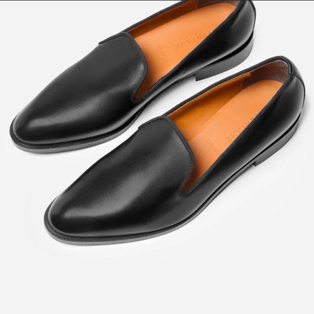EVERLANE Modern Smoking Loafer Black Leather 8